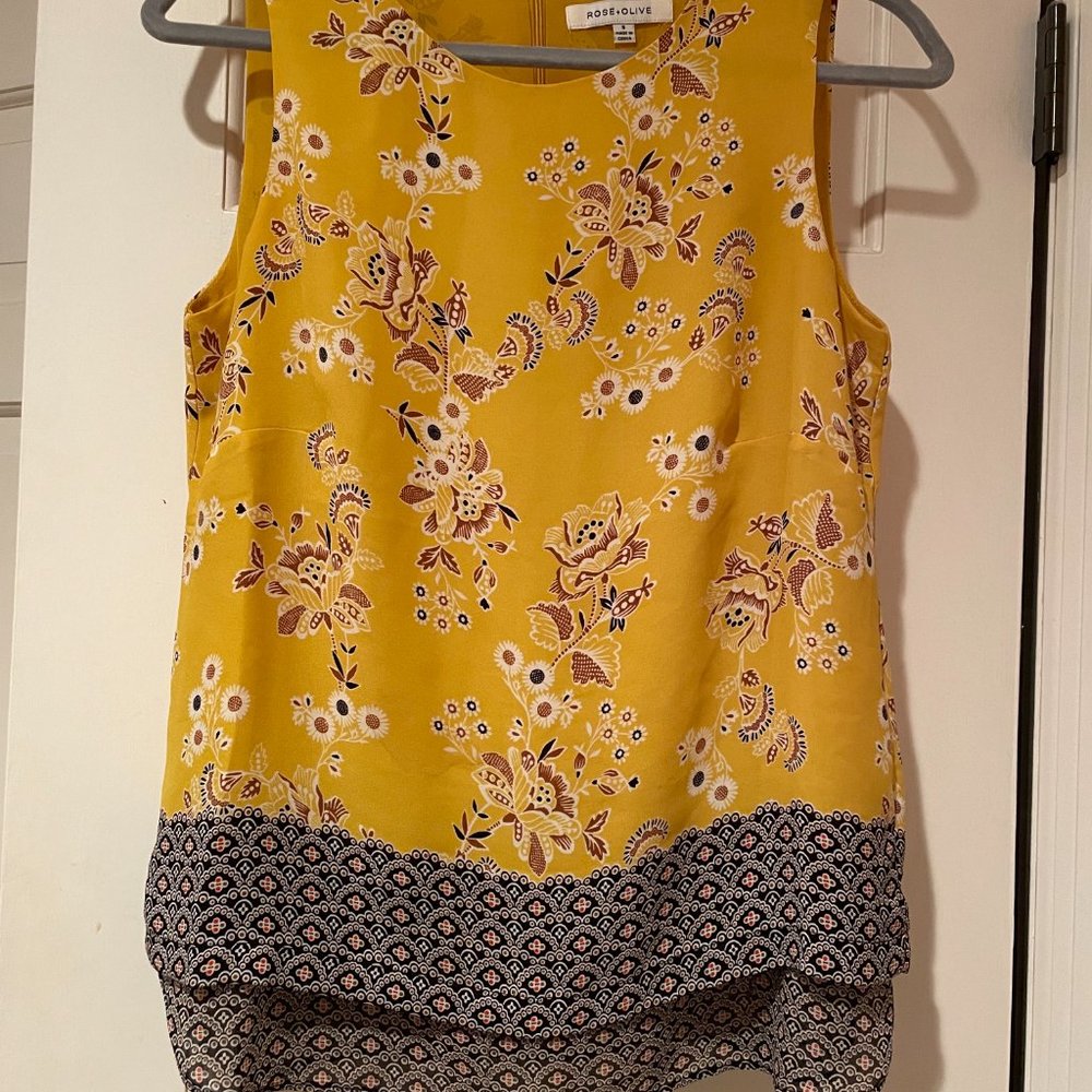 Yellow Floral Sleeveless Top
